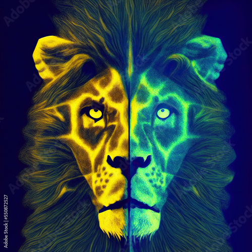 Portrait of a lion. Digital...