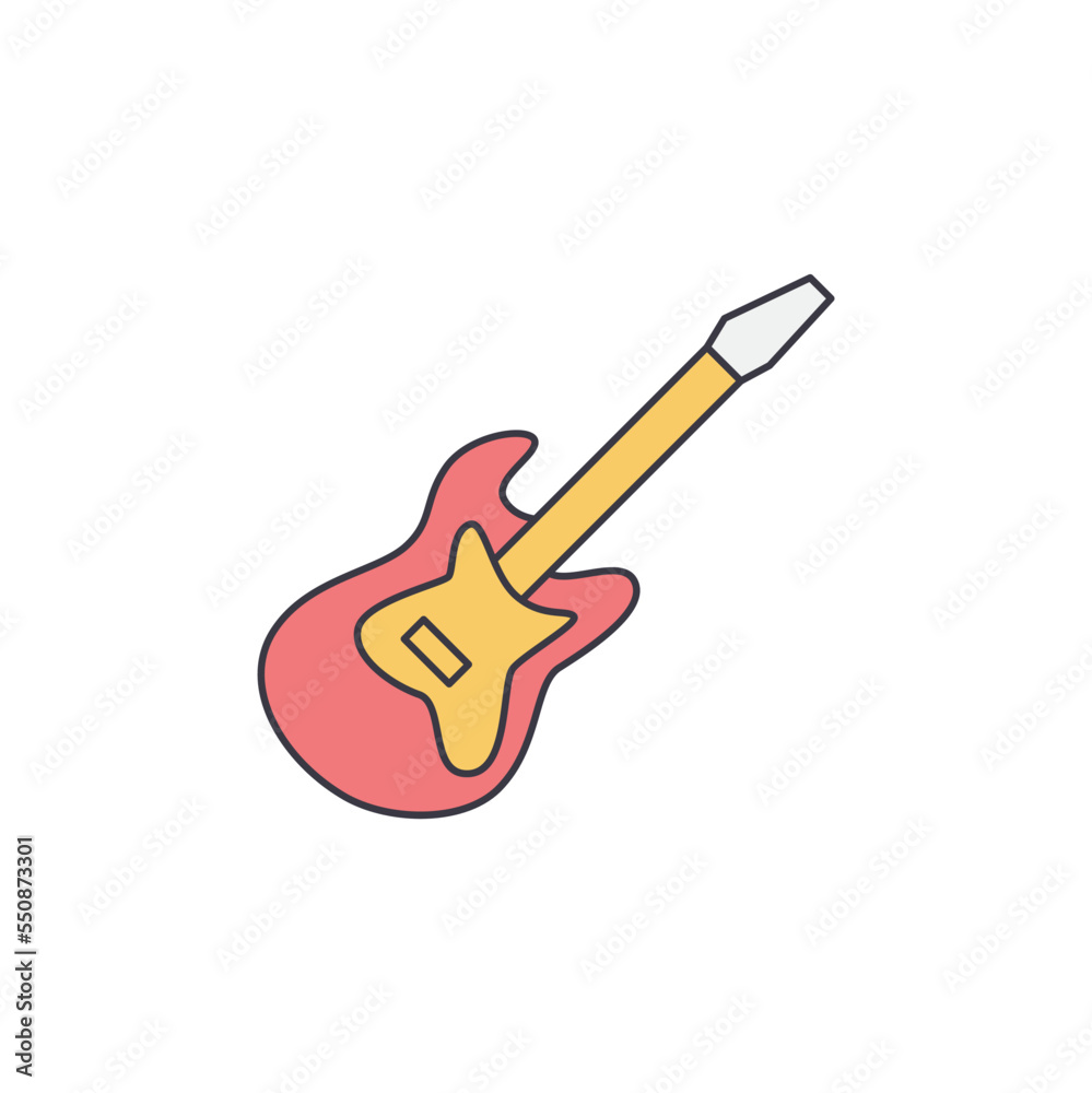 Electric guitar icon in color, isolated on white background Electric guitar icon in color, isolated on white background
