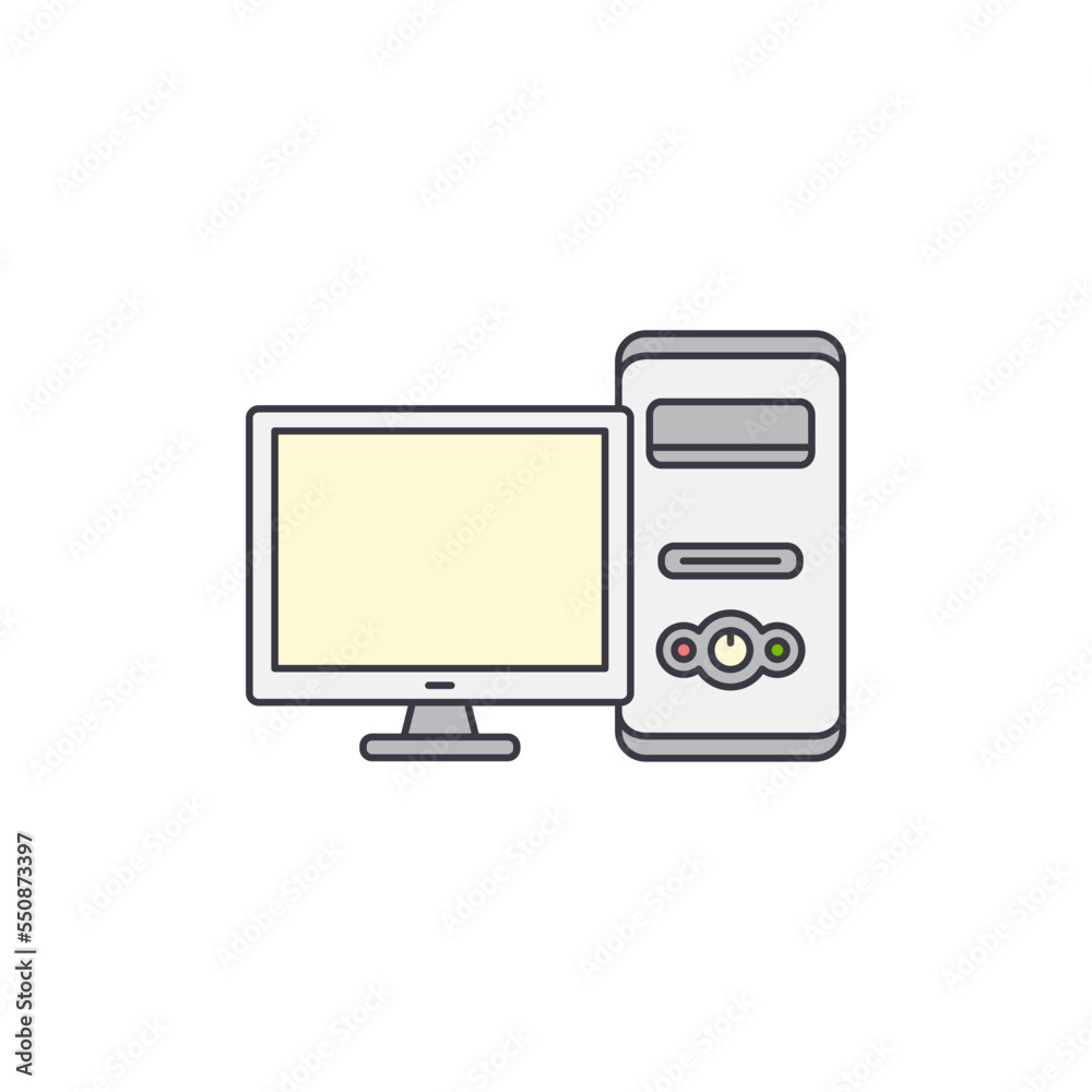 Personal computer icon in color, isolated on white background Personal computer icon in color, isolated on white background