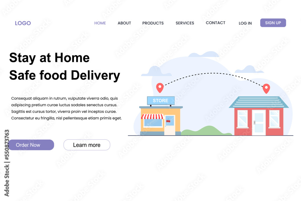 Fast delivery from store to home. fast delivery services landing page for mobile and website.
