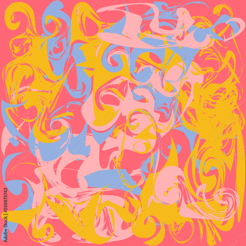 Square shaped Liquid pattern in pink yellow and blue colors