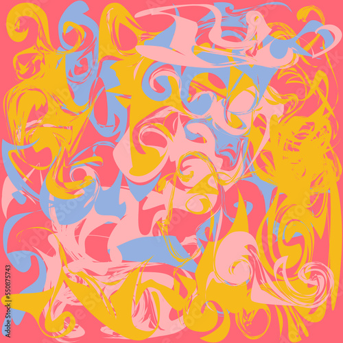 Square shaped Liquid pattern in pink yellow and blue colors