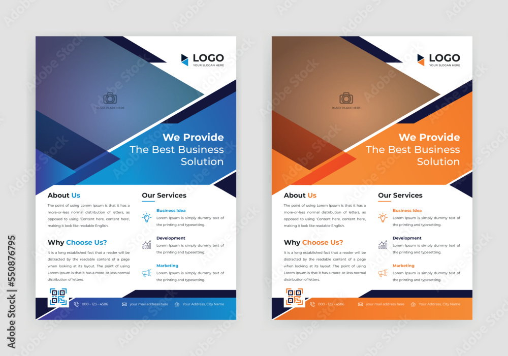 Modern corporate business flyer template with abstract shapes