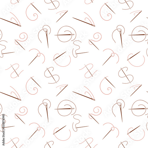 Vector Sewing Needle background - Tailoring and Handicraft seamless pattern