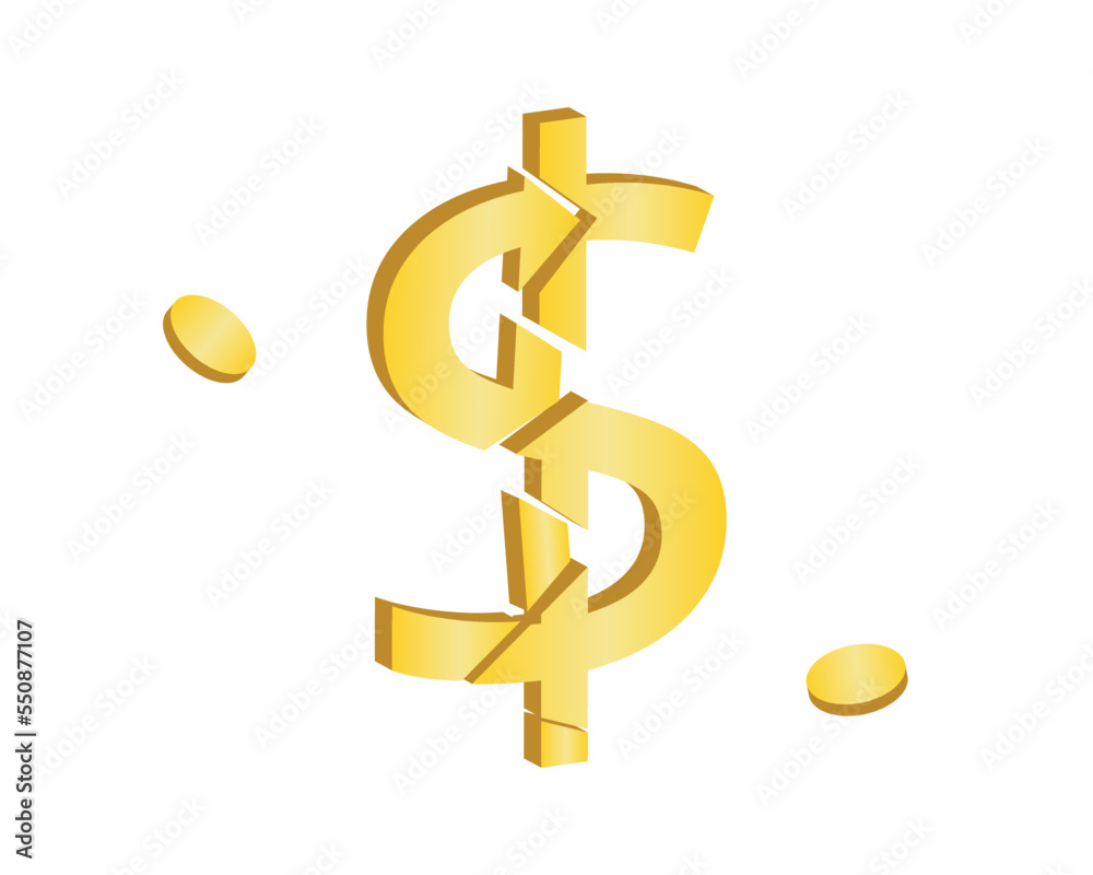 Fototapeta premium Risk of Global Recession that affect us dollar currency and the value break