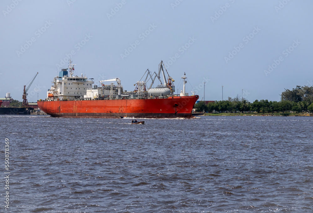 Fototapeta premium chemical tanker in lagos harbour , nigeria