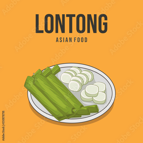vector of lontong a long size Indonesian traditional cooked rice wrapped with banana leaf