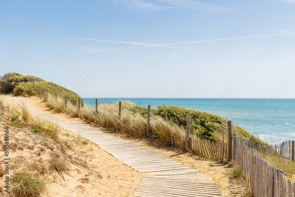 view of Pointe du Payre beach, Jard sur mer, France