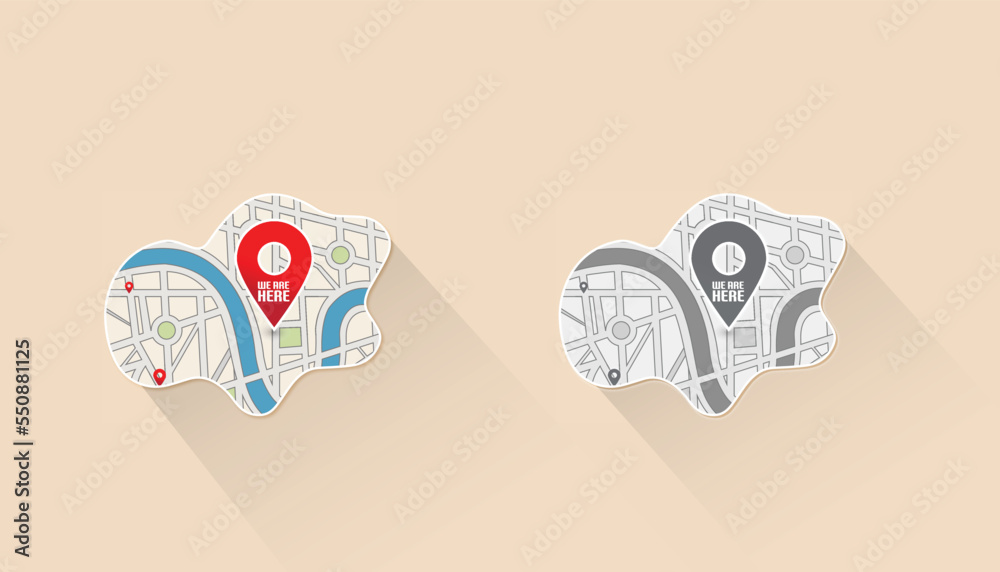 We are here Map pointers.Location pin set.GPS location symbol ...