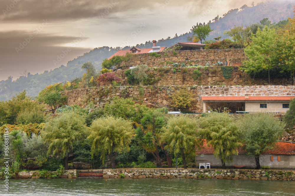 Landscape and architectural views along the Douro Valley in Portugal