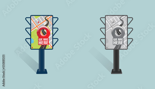 We are here Map pointers.Location pin set.GPS location symbol collection illustration with map