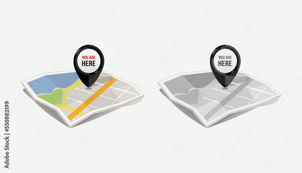 We are here Map pointers.Location pin set.GPS location symbol ...