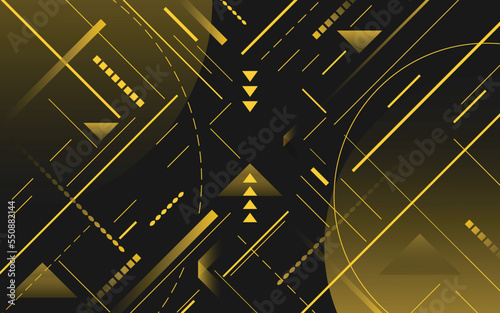 Dark abstract background with circles and lines. Vector illustration