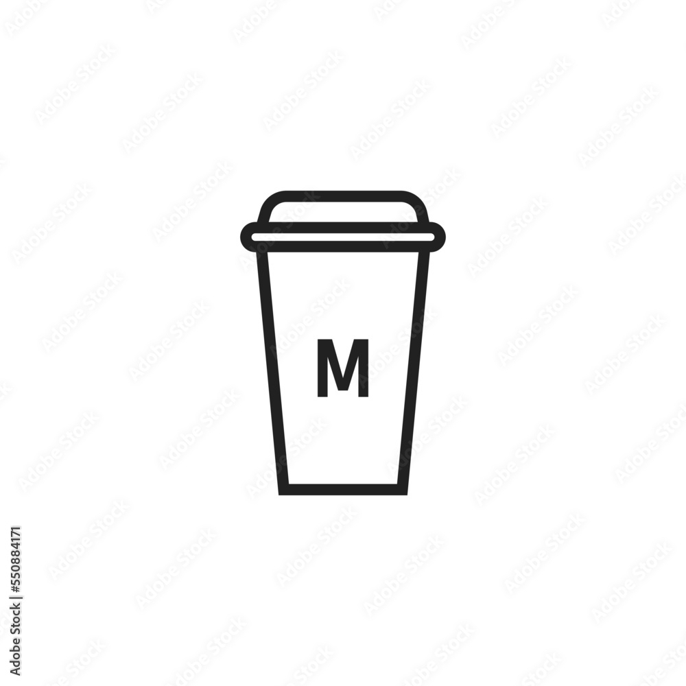 Coffee, cup size line icon. Paper, cafe design logo. Latte, medium, mockup sign in vector flat style Coffee, cup size line icon. Paper, cafe design logo. Latte, medium, mockup sign in vector flat style