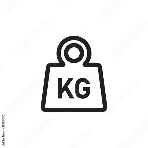 Weight line icon. Kg bell logo. Kettlebell, heavy sign. Iron dumbbell sumbol in vector flat style.