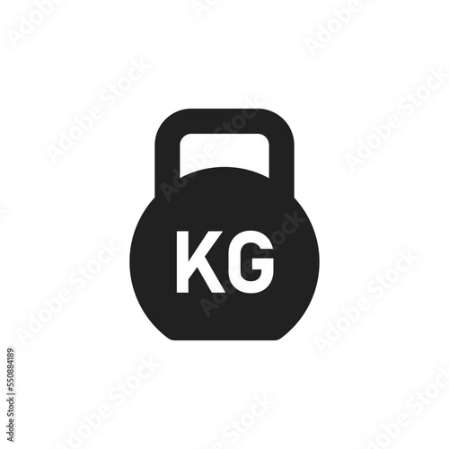 Weight icon. Kg bell logo. Kettlebell, heavy sign. Iron dumbbell sumbol in vector flat style.