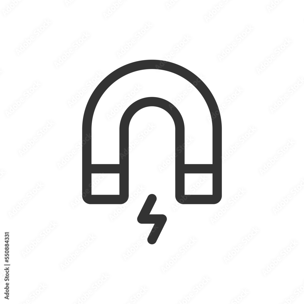 Magnet icon. Line electromagnetic symbol. Outline horseshoe magnet icon in vector flat style. Magnet icon. Line electromagnetic symbol. Outline horseshoe magnet icon in vector flat style.