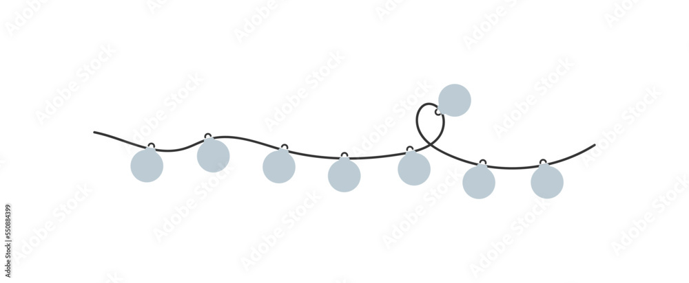 Christmas gray light. Xmas garland. Holiday bulb string. Christmas tree ball in vector flat style. Christmas gray light. Xmas garland. Holiday bulb string. Christmas tree ball in vector flat style.