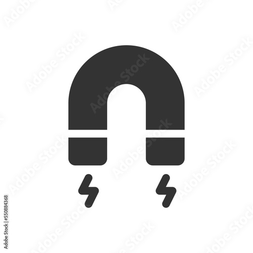 Magnet icon. Black electromagnetic symbol. Black horseshoe magnet icon in vector flat style.