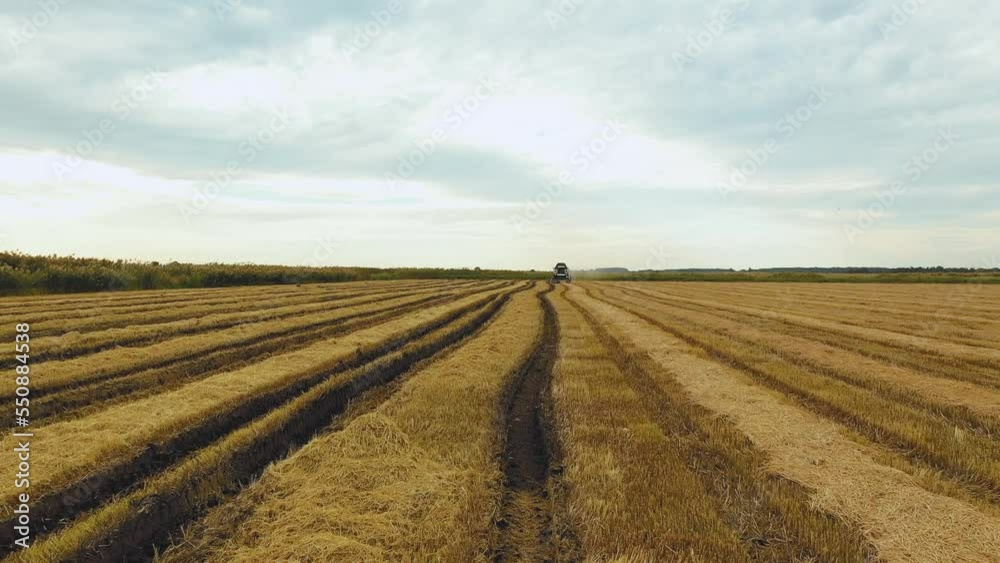 Harvesting Rice with a Combine Harvester.The use of Modern Methods of Agriculture,Plant Protection and Agricultural Equipment for a good Harvest Harvesting Rice with a Combine Harvester.The use of Modern Methods of Agriculture,Plant Protection and Agricultural Equipment for a good Harvest