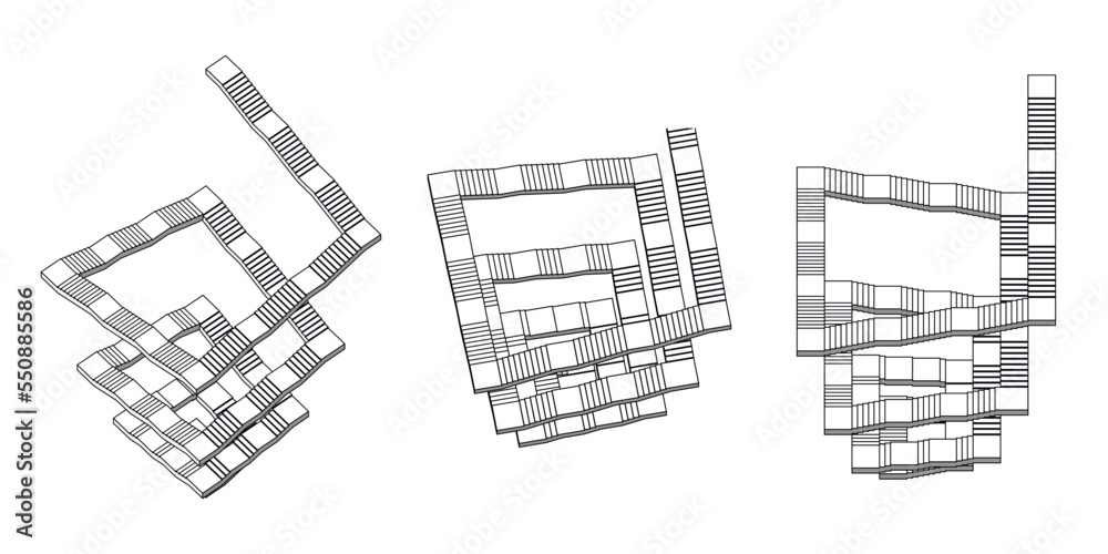 Different high angle view of 3d staircases, vector illlustration Different high angle view of 3d staircases, vector illlustration