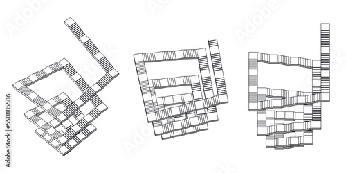 Different high angle view of 3d staircases, vector illlustration