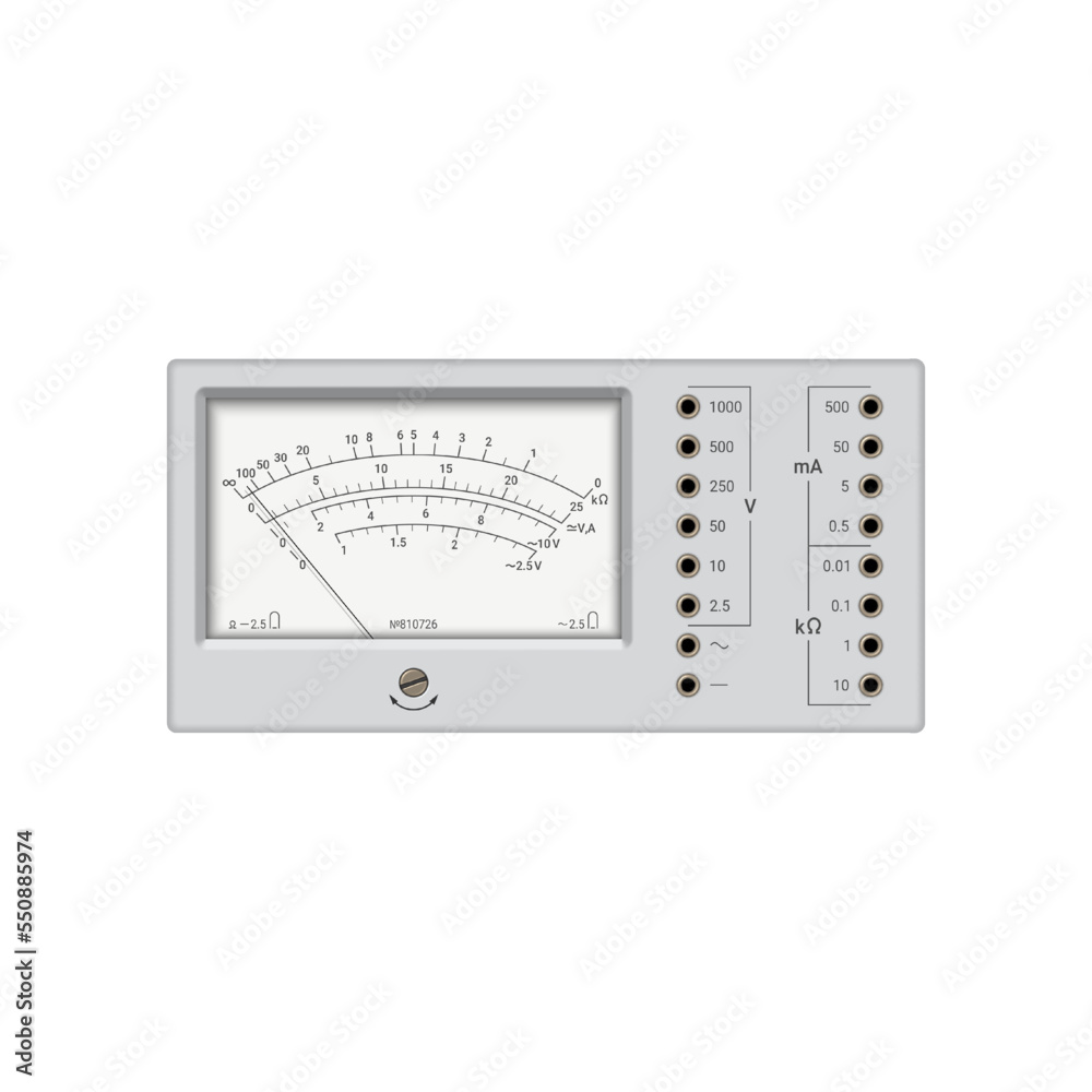 Retro multimeter on white background. Device for measuring voltage, current and resistance. Vector illustration. Retro multimeter on white background. Device for measuring voltage, current and resistance. Vector illustration.