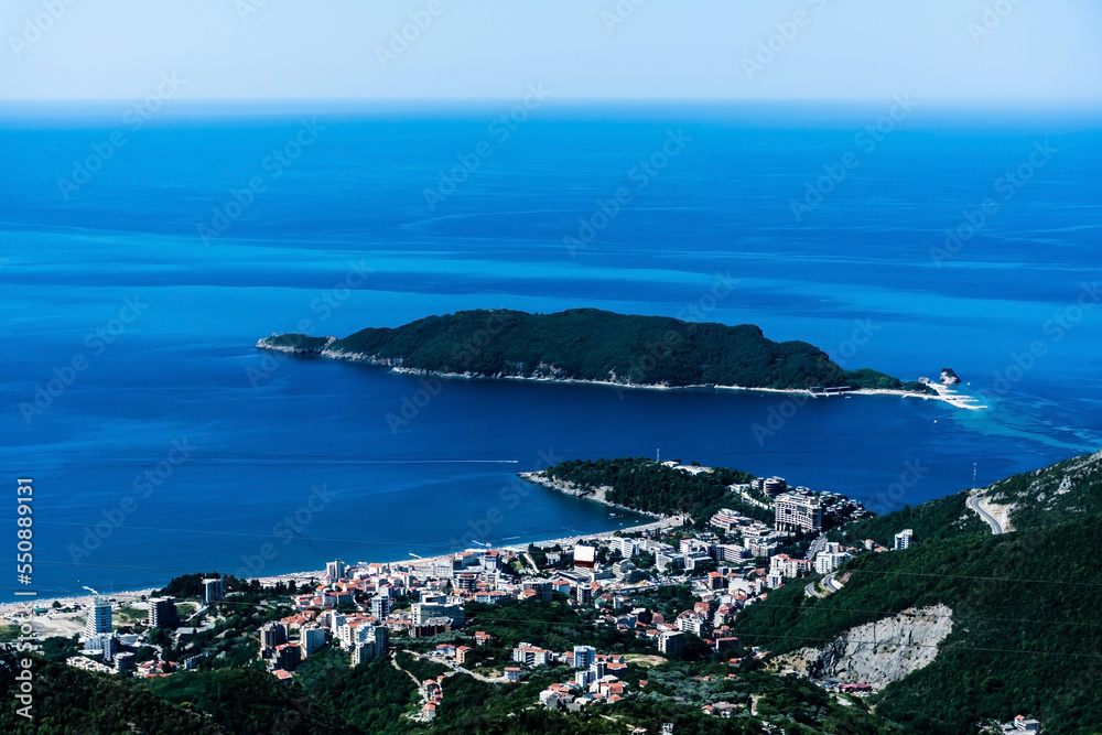 Landscape of the Kotor bay, Montenegro. View of the Boka Bay and the Tivat city.