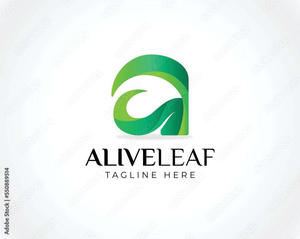 Gradient Letter A logo with leaf in negative space Stock Vector | Adobe ...