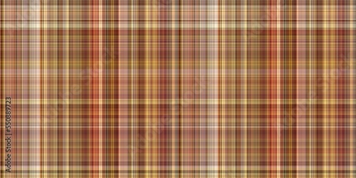 Woodland brown tartan seamless border textile. Tonal autumnal forest plaid with organic texture. banner of orange stripe for rough washi tape.