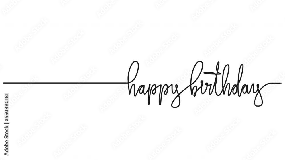 animated continuous single line drawing of text HAPPY BIRTHDAY isolated on white, line art animation animated continuous single line drawing of text HAPPY BIRTHDAY isolated on white, line art animation