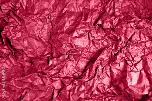 Wallpaper Mural Texture of crumpled paper in trending Color of the Year 2023. Viva Magenta. Copy space for your design. Horizontal photo. Eco-friendly. Wallpaper. Torontodigital.ca