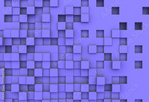 Cubes of irregular heights rendered with 3d animation, cube surface blue