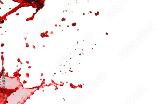 Red splashes isolated on white background.