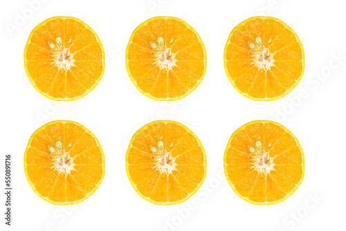 set of orange slices  Orenge isolated on white background.