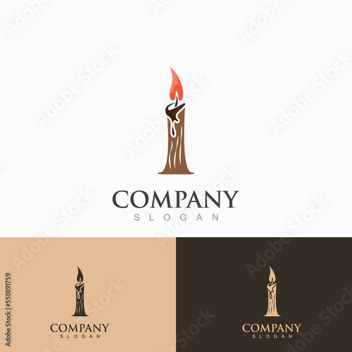 Candle icon burning, simple design style graphic flat line illustration