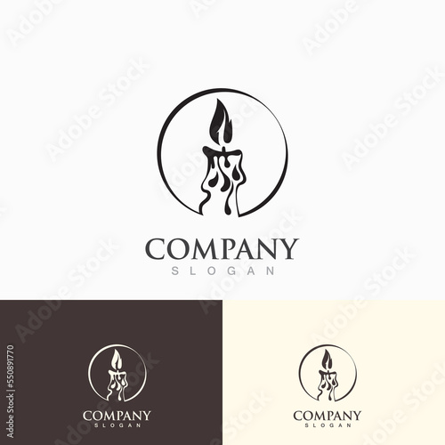 Candle icon burning, simple design style graphic flat line illustration