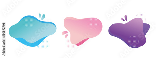 set of abstract liquid shape. modern dynamic colored element. fluid banner with geometric shape vector illustration.
