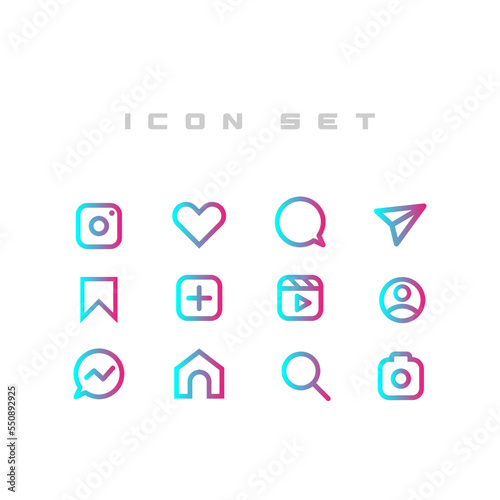 Gradient Icons set for social media 