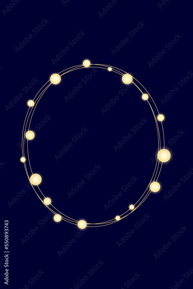 Naklejka premium frame with sparkling lights on a dark blue background. For cards, invitations, social media. Vector.