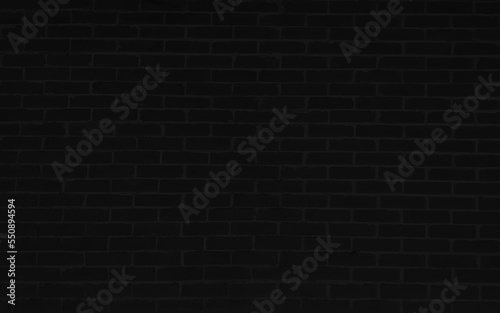 Abstract Black brick wall texture for pattern background. Horizontal picture.