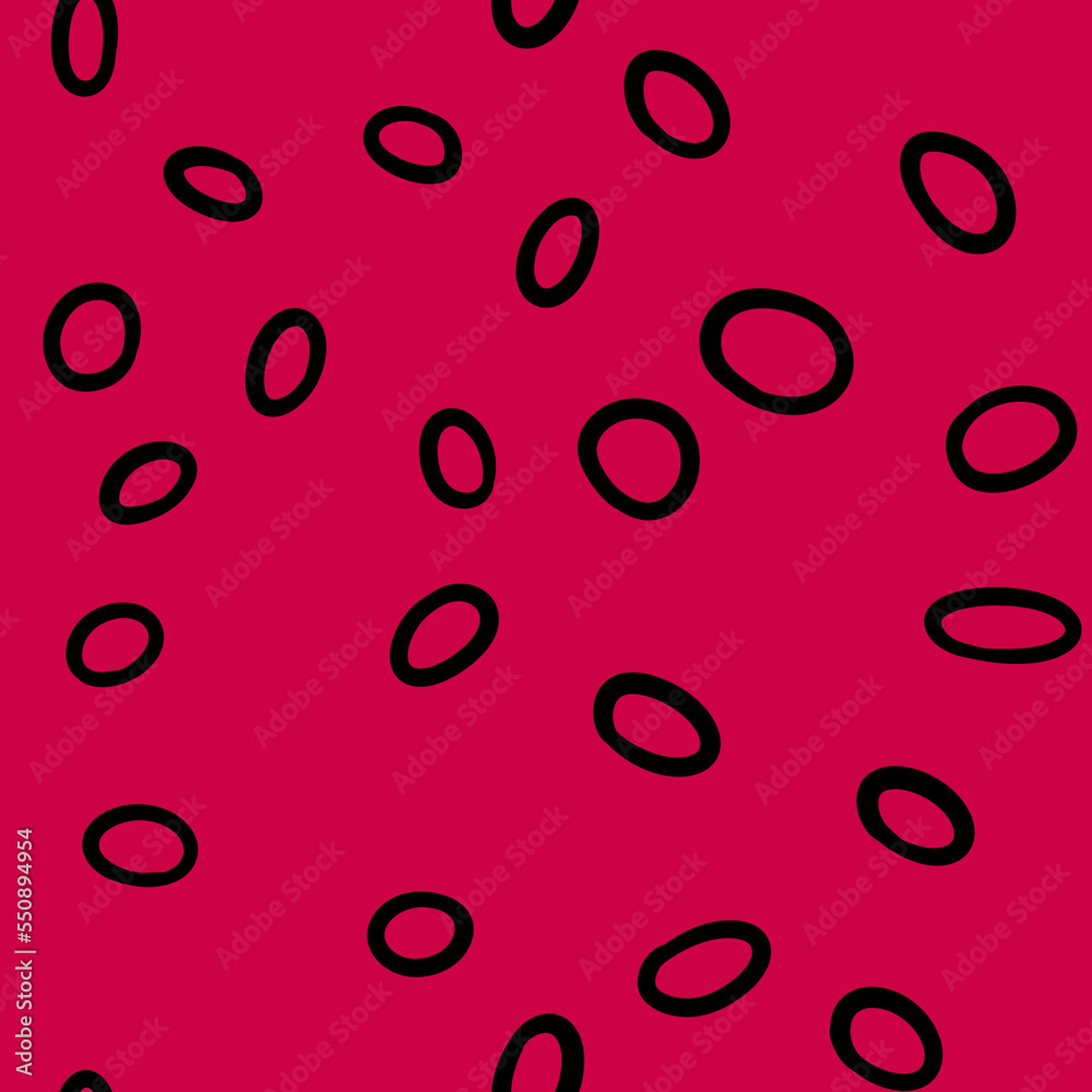Hand drawn seamless pattern of color 2023 magenta abstract geometric background. Red purple with black line doodle stripe curves, minimalist trendy design for fabric print wrapping paper, stylish