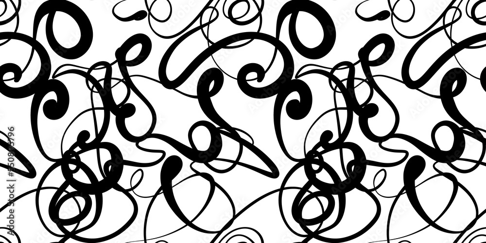 Seamless abstract chaotic marker or pen and ink scribble pattern. Hand ...