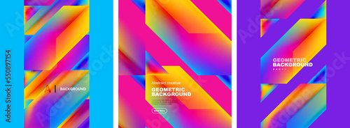 Set of abstract backgrounds. Overlapping geometric elements composition. Vector Illustration For Wallpaper, Banner, Background, Card, Book Illustration, landing page