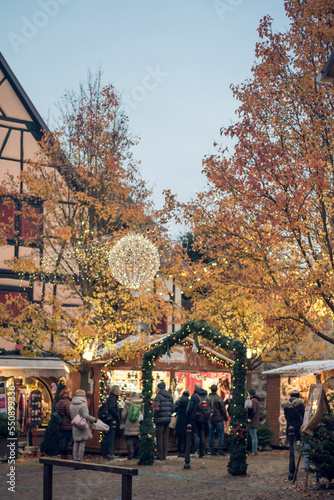 Christmas magic time in Colmar, Alsace, France - Xmas festive season shopping time 