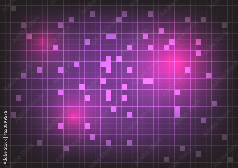 abstract background with glowing lights. Abstract technology background Hi-tech communication concept innovation background vector illustration. Purple square grid background.