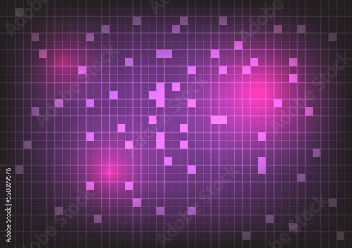 abstract background with glowing lights. Abstract technology background Hi-tech communication concept innovation background vector illustration. Purple square grid background.