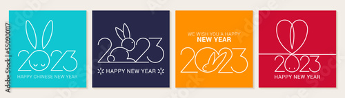 Chinese New Year 2023 - year of the rabbit - Chinese zodiac symbol, Lunar new year concept, modern background design