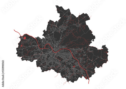 Karte von Dresden mit Stassen und Wasser