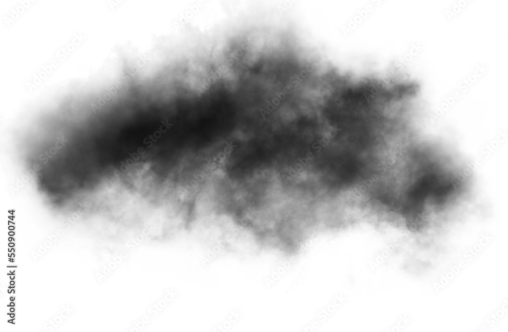 Abstract black puffs of smoke swirl overlay on transparent background ...